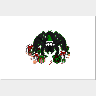 Santa Spider w/ Presents (Green Peppermint 1) Posters and Art